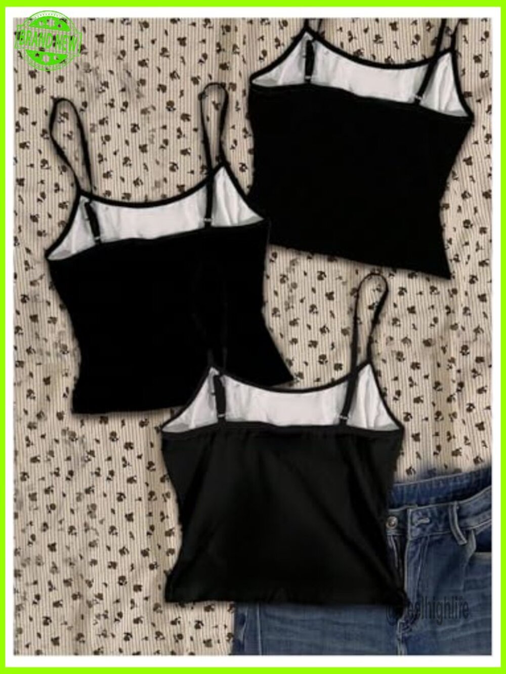 3 Pack Grunge Goth Crop Camisole Tanks Punk Y2k Sleeveless Fitted Tops - Picture 2 of 5